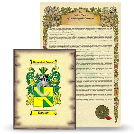Espaine Coat of Arms and Surname History Package