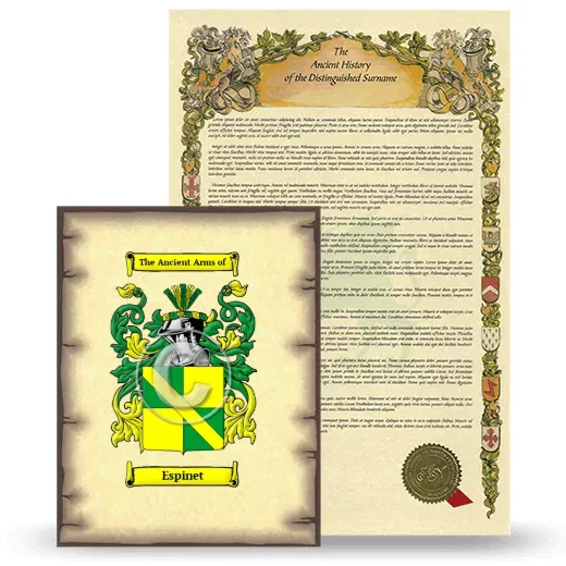 Espinet Coat of Arms and Surname History Package
