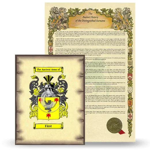 First Coat of Arms and Surname History Package