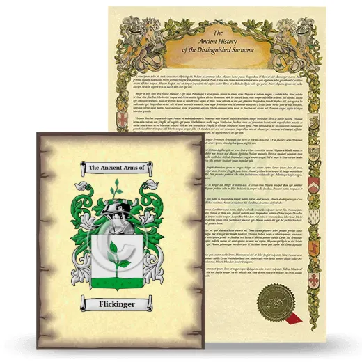 Flickinger Coat of Arms and Surname History Package