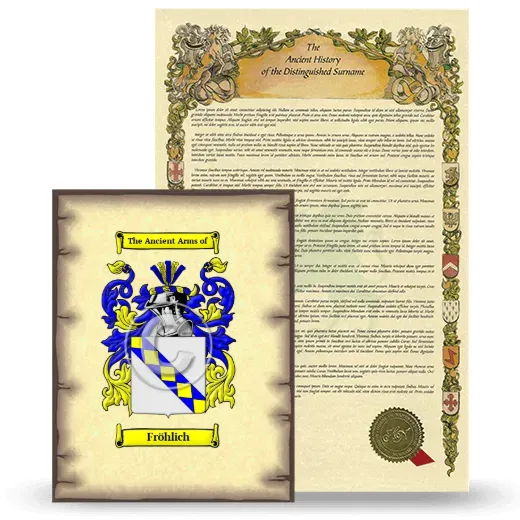 Fröhlich Coat of Arms and Surname History Package