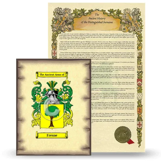 Fresne Coat of Arms and Surname History Package