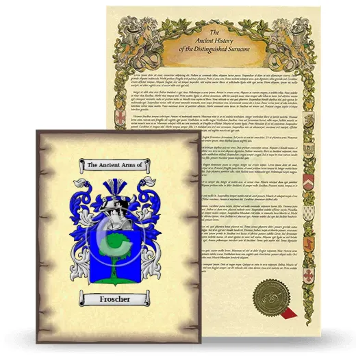 Froscher Coat of Arms and Surname History Package