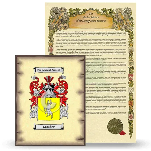Gamber Coat of Arms and Surname History Package