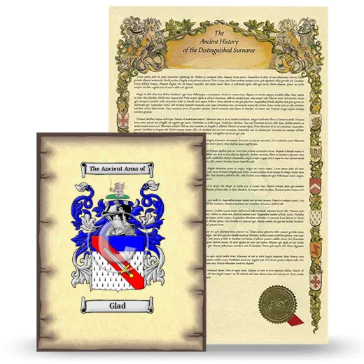 Glad Coat of Arms and Surname History Package