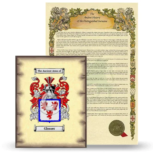 Glosser Coat of Arms and Surname History Package