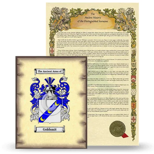 Goldsmit Coat of Arms and Surname History Package