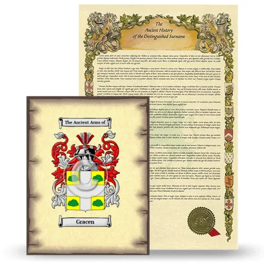 Gracen Coat of Arms and Surname History Package
