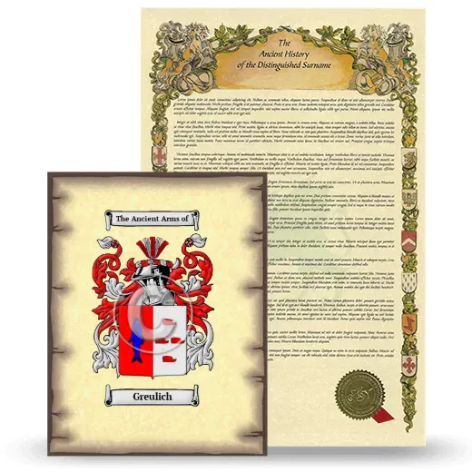 Greulich Coat of Arms and Surname History Package