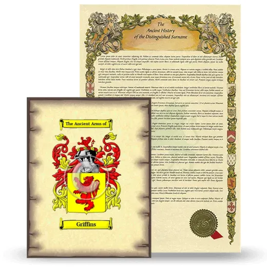 Griffins Coat of Arms and Surname History Package