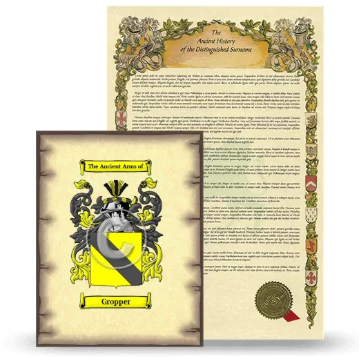 Gropper Coat of Arms and Surname History Package