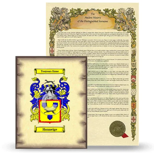 Hanneige Coat of Arms and Surname History Package