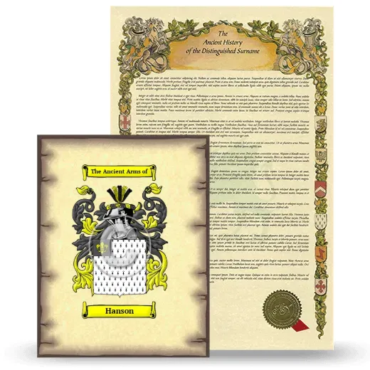 Hanson Coat of Arms and Surname History Package