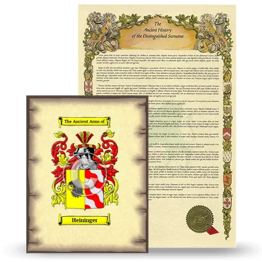Heininger Coat of Arms and Surname History Package