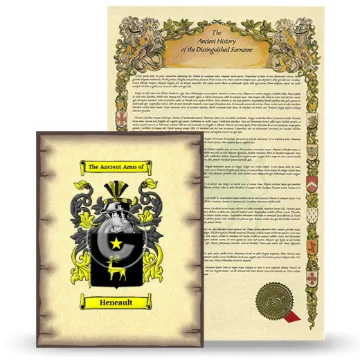 Heneault Coat of Arms and Surname History Package