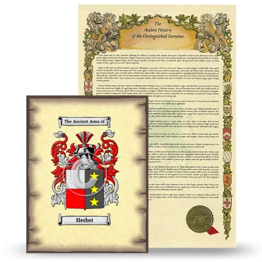 Herbst Coat of Arms and Surname History Package