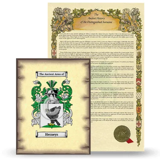 Herneys Coat of Arms and Surname History Package