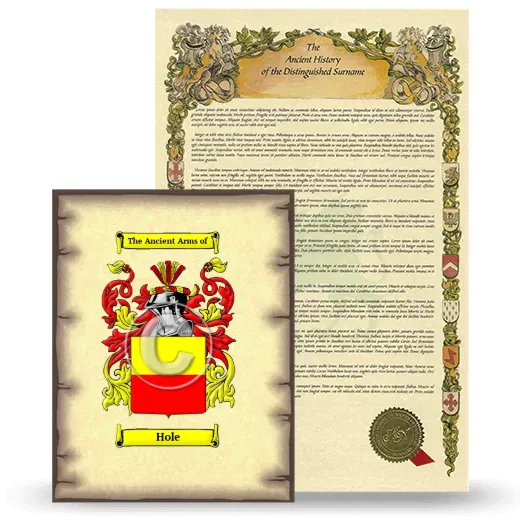 Hole Coat of Arms and Surname History Package