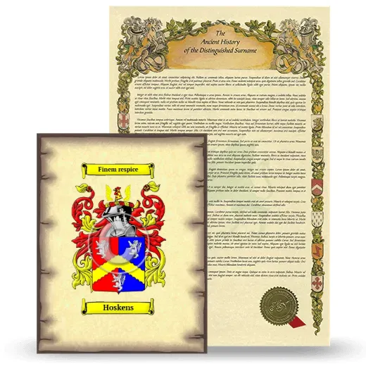Hoskens Coat of Arms and Surname History Package