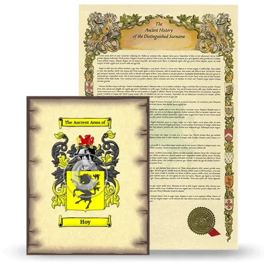 Hoy Coat of Arms and Surname History Package