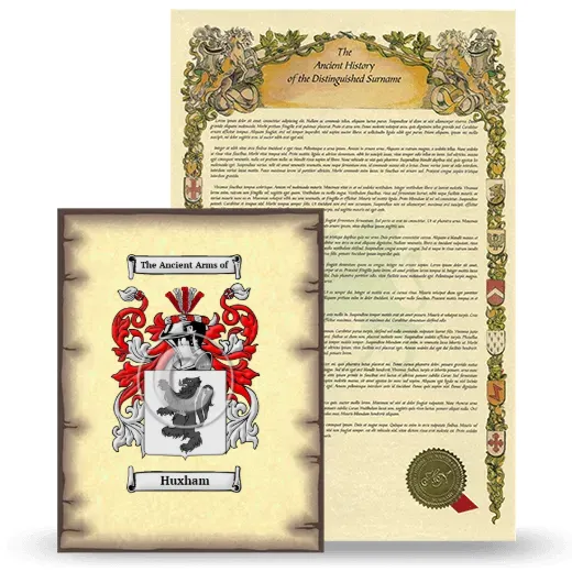 Huxham Coat of Arms and Surname History Package