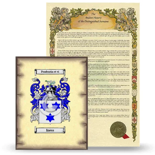 Iness Coat of Arms and Surname History Package