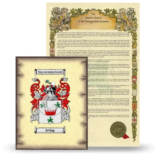 Irving Coat of Arms and Surname History Package