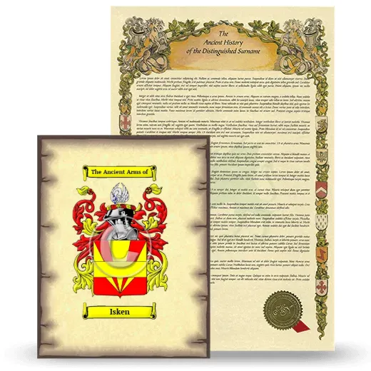 Isken Coat of Arms and Surname History Package