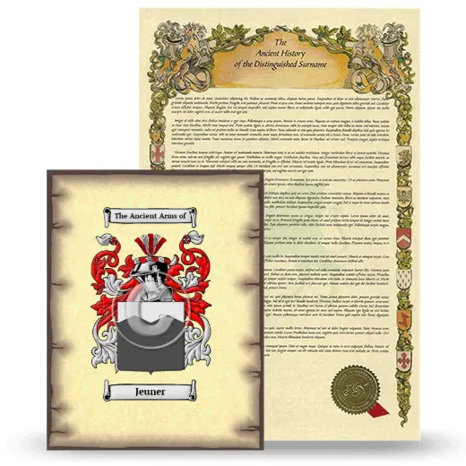Jeuner Coat of Arms and Surname History Package
