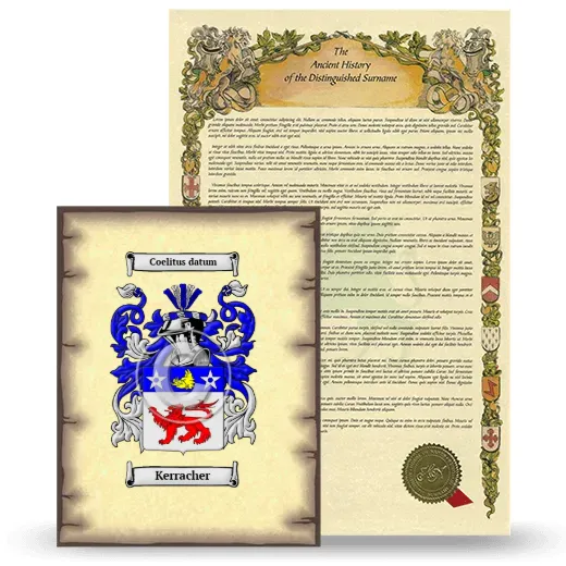 Kerracher Coat of Arms and Surname History Package