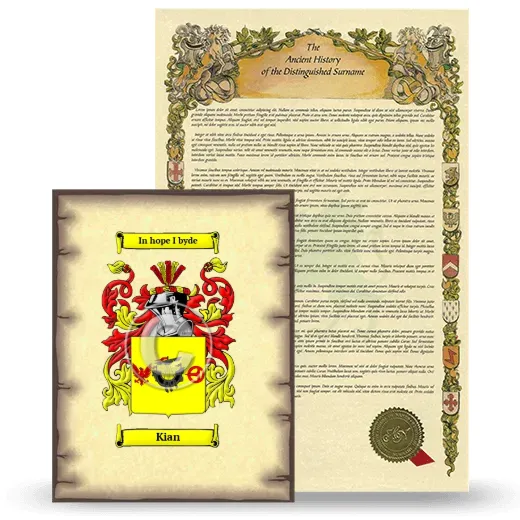 Kian Coat of Arms and Surname History Package