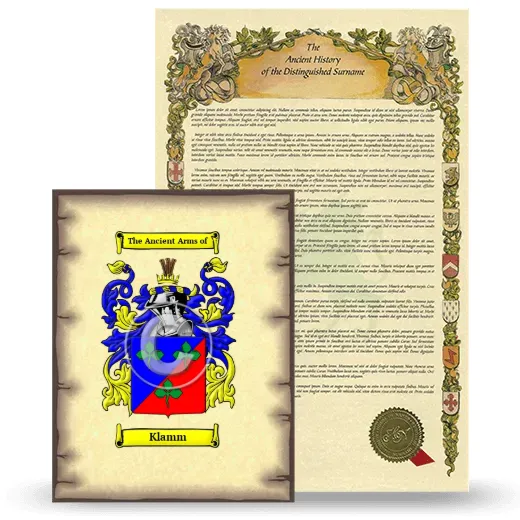 Klamm Coat of Arms and Surname History Package