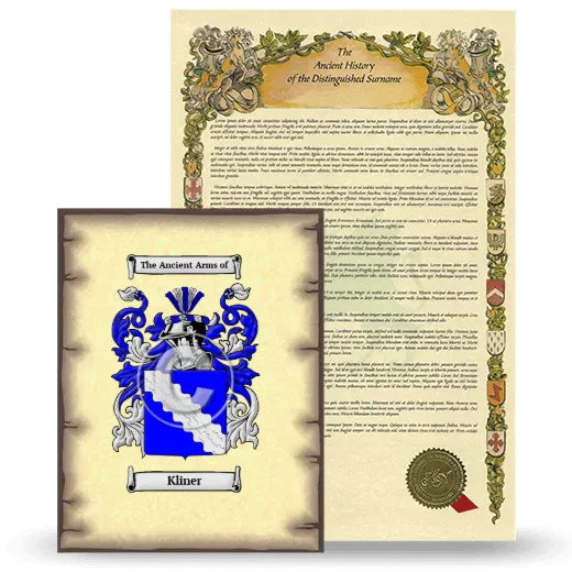 Kliner Coat of Arms and Surname History Package