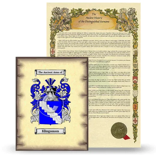 Klingaman Coat of Arms and Surname History Package