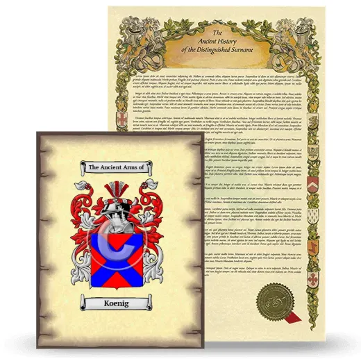 Koenig Coat of Arms and Surname History Package