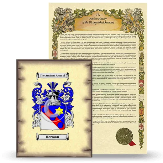 Korman Coat of Arms and Surname History Package