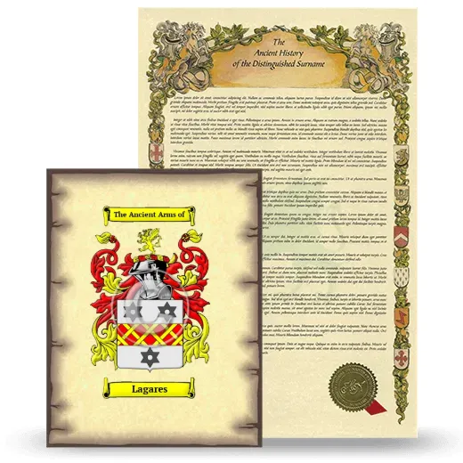 Lagares Coat of Arms and Surname History Package