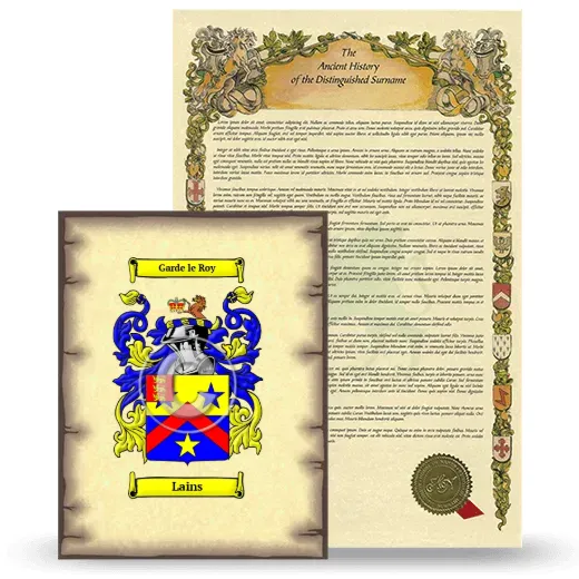 Lains Coat of Arms and Surname History Package