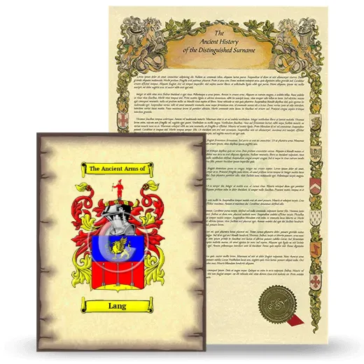 Lang Coat of Arms and Surname History Package