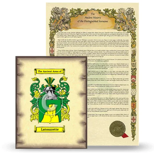 Latourrette Coat of Arms and Surname History Package