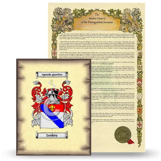 Leakey Coat of Arms and Surname History Package