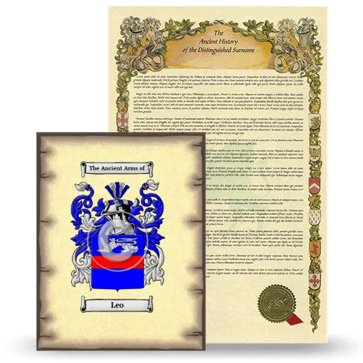 Leo Coat of Arms and Surname History Package