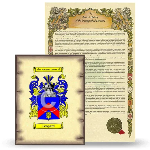 Leopard Coat of Arms and Surname History Package