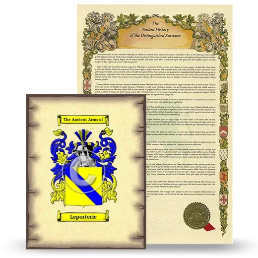 Leporterie Coat of Arms and Surname History Package