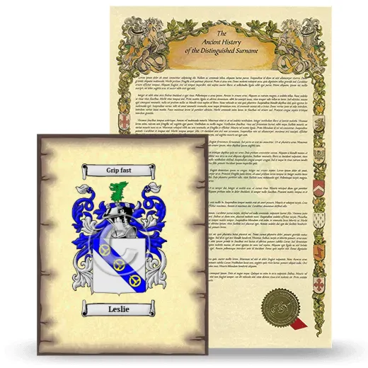 Leslie Coat of Arms and Surname History Package