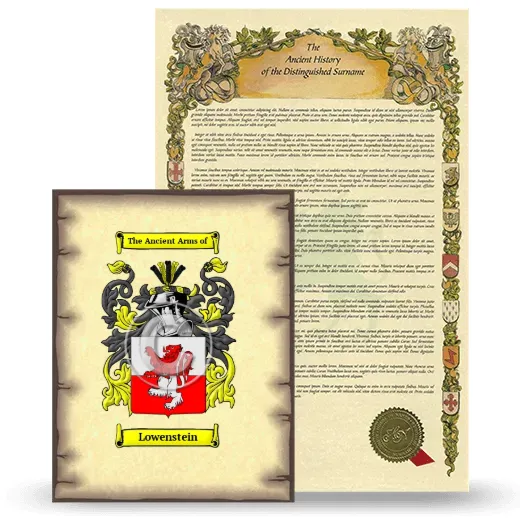 Lowenstein Coat of Arms and Surname History Package