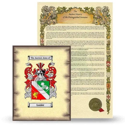 Lozier Coat of Arms and Surname History Package