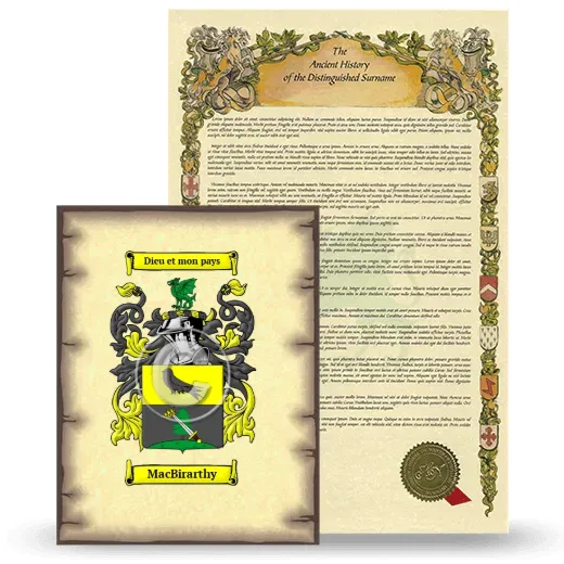 MacBirarthy Coat of Arms and Surname History Package