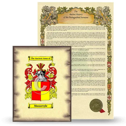 Mansevyle Coat of Arms and Surname History Package