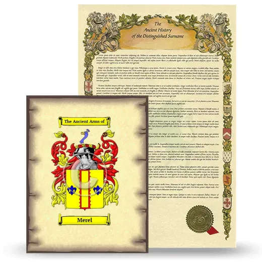 Merel Coat of Arms and Surname History Package